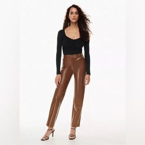 Wilfred Brown Straight Leg Leather Pants